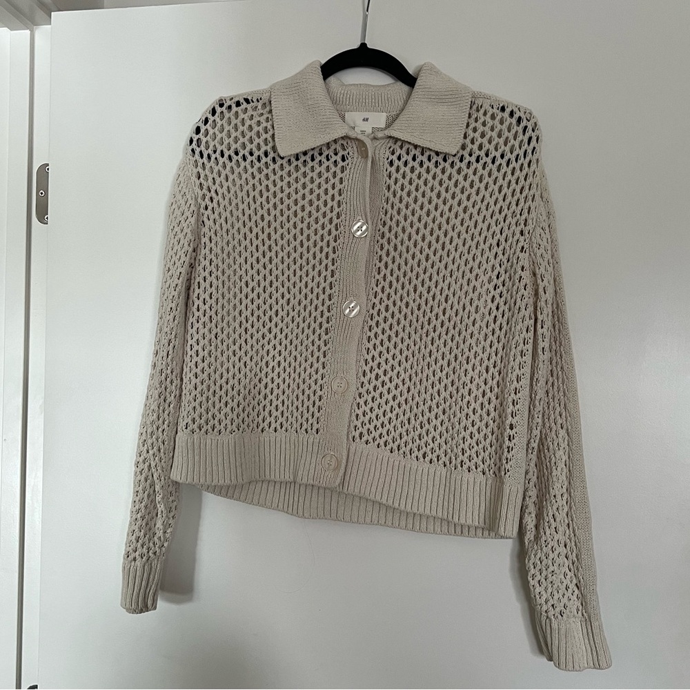 H&M cream open knit cardigan size M